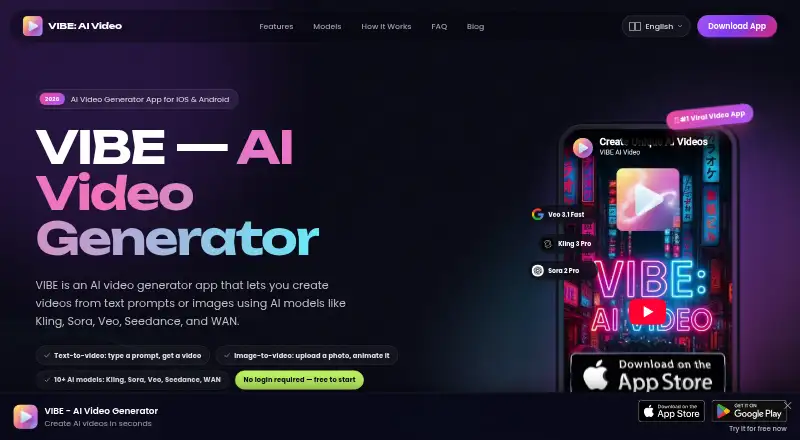 The VIBE homepage