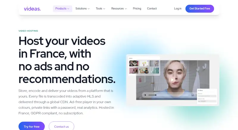Videas Video Hosting's website