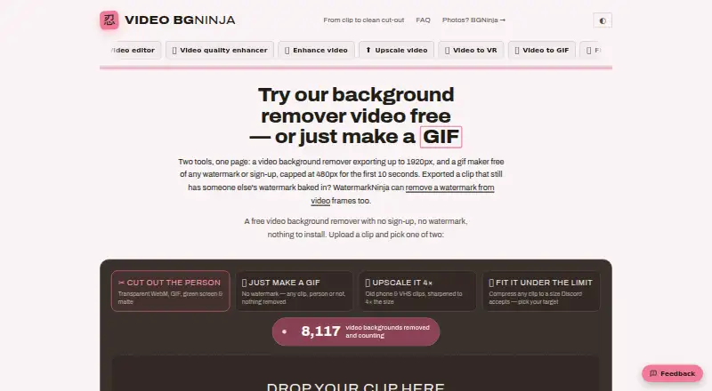 VideoBGNinja's website