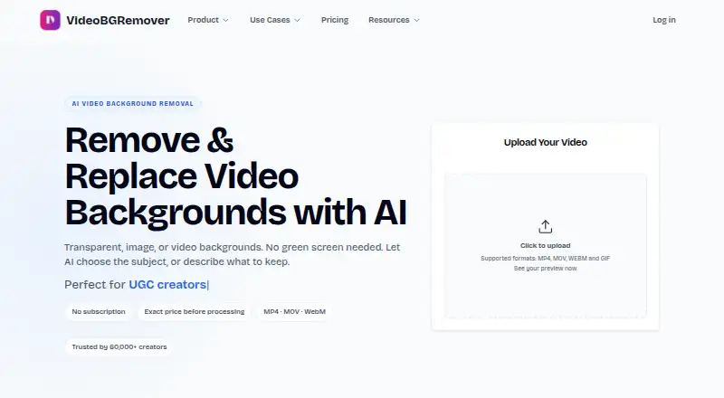 The VideoBGRemover homepage