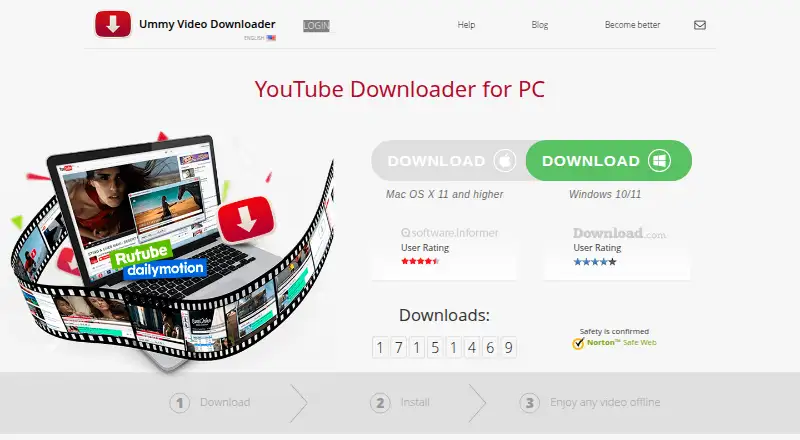 Ummy Video Downloader's website