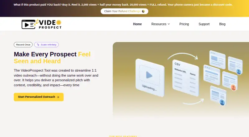 VideoProspect's website