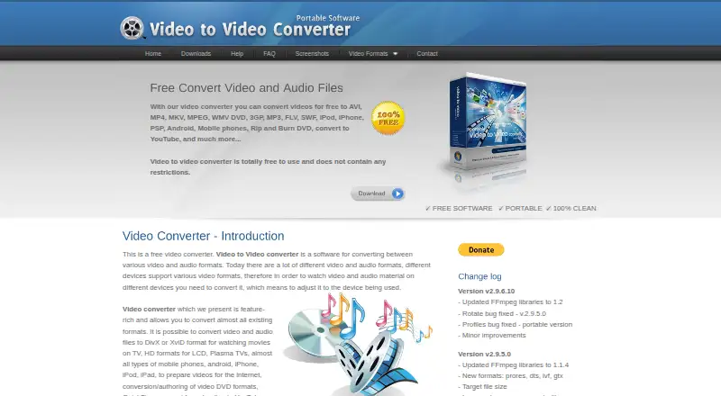 The Video to Video Converter homepage