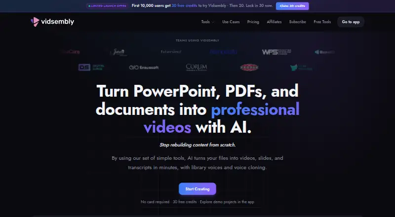 Vidsembly's website