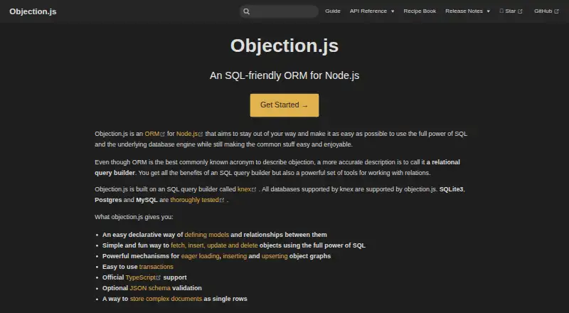 Objection.js's website