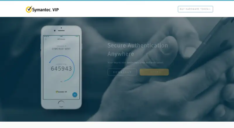 The Symantec VIP Access homepage