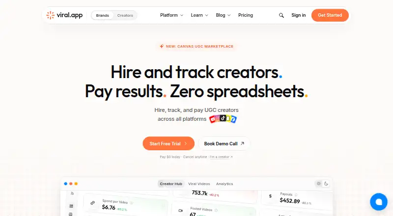 viral.app's website
