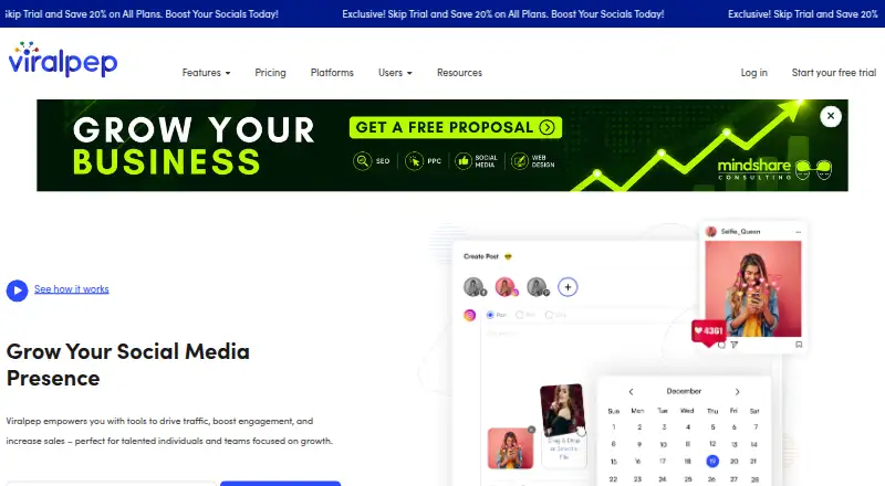 The Viralpep homepage