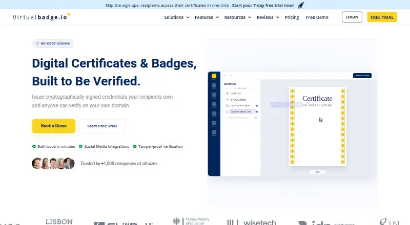 The Virtualbadge.io homepage