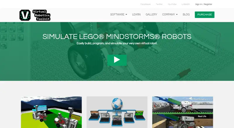 Virtual Robotics Toolkit's website
