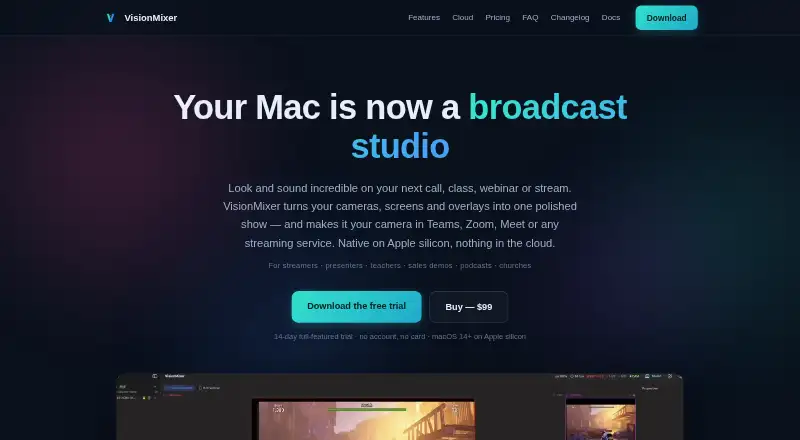 The VisionMixer homepage