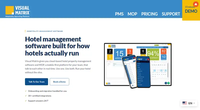 Visual Matrix PMS's website