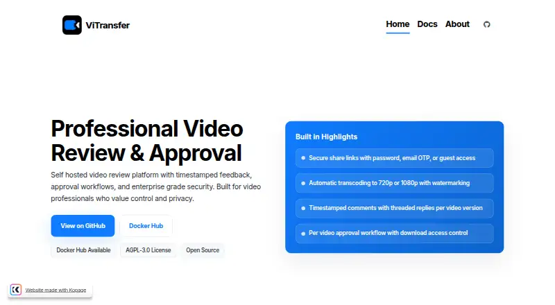 ViTransfer's website