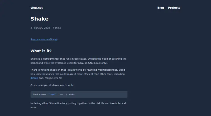 Shake's website