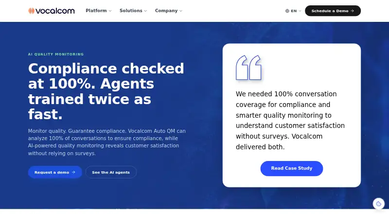 Vocalcom Quality Management's website
