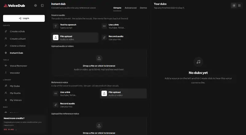 VoiceDub Instant Dub's website