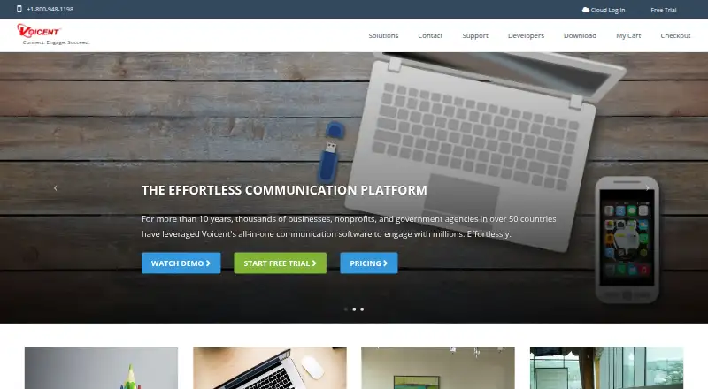 The Voicent homepage