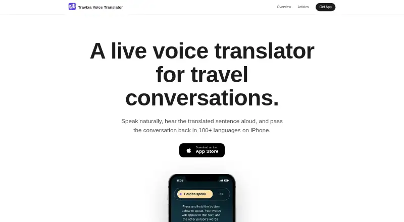 Travixa Voice Translator's website