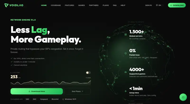 The VoidLag homepage