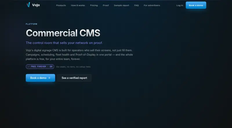 Vojo CMS's website