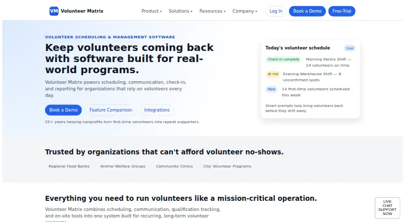 Volunteer Matrix's website