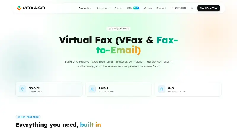 The Voxago Virtual Fax homepage