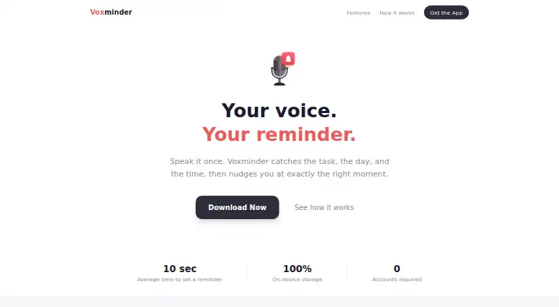 The Voxminder homepage