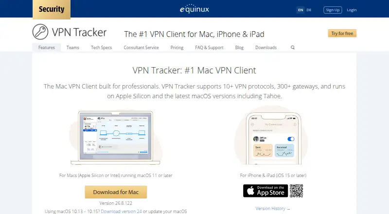 VPN Tracker's website