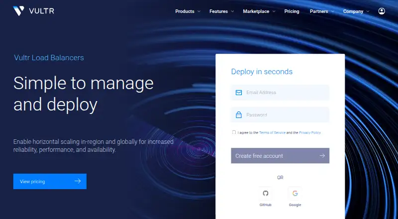 Vultr Load Balancer's website