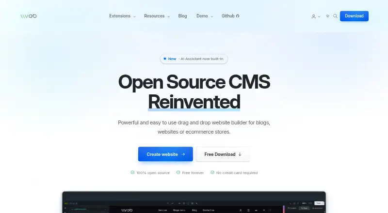 The Vvveb CMS homepage