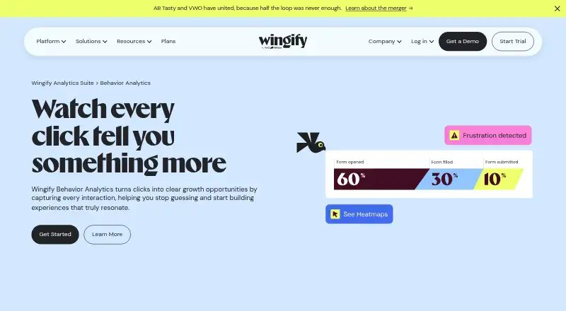 The VWO Insights homepage