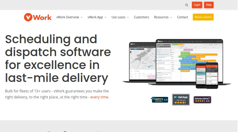The vWork homepage