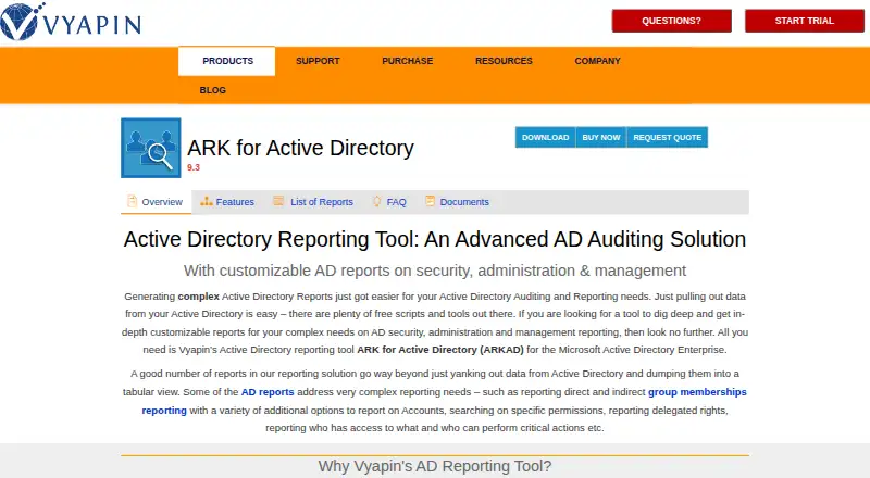 ARK for Active Directory's website