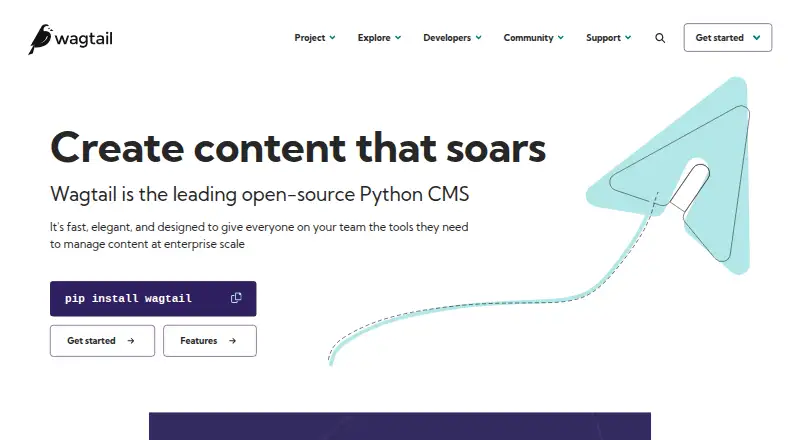 The Wagtail homepage