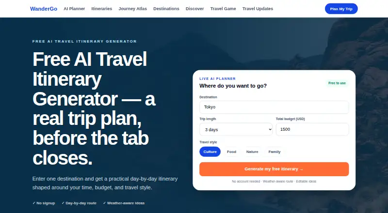 WanderGo's website