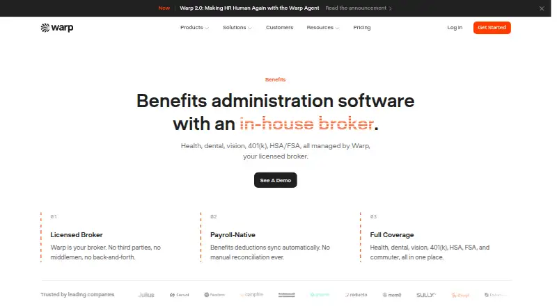 Warp Benefits's website