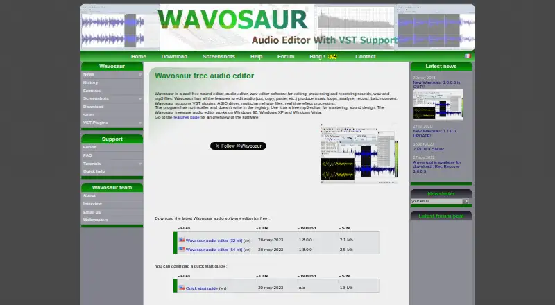 The Wavosaur homepage