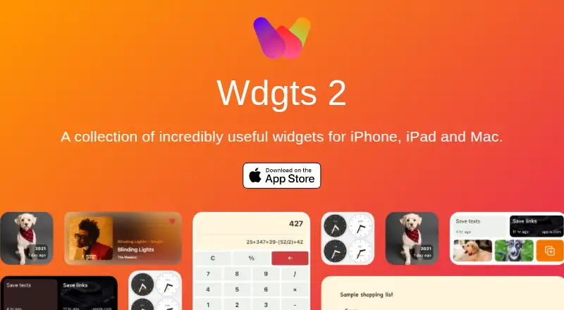The Wdgts 2 homepage