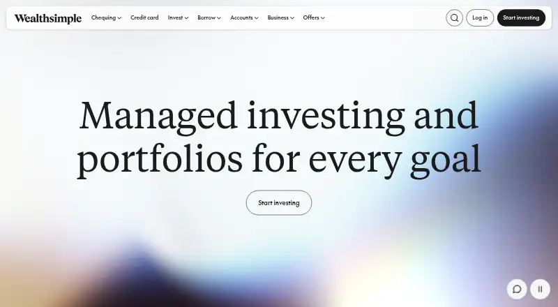 Wealthsimple Managed Investing's website