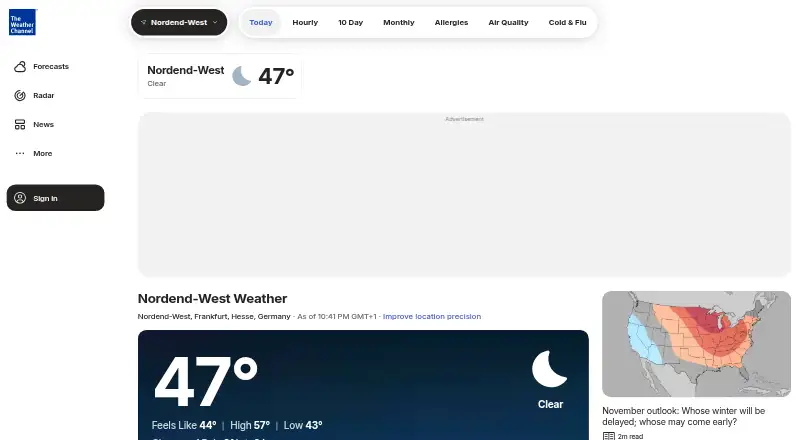 The Weather Channel's website