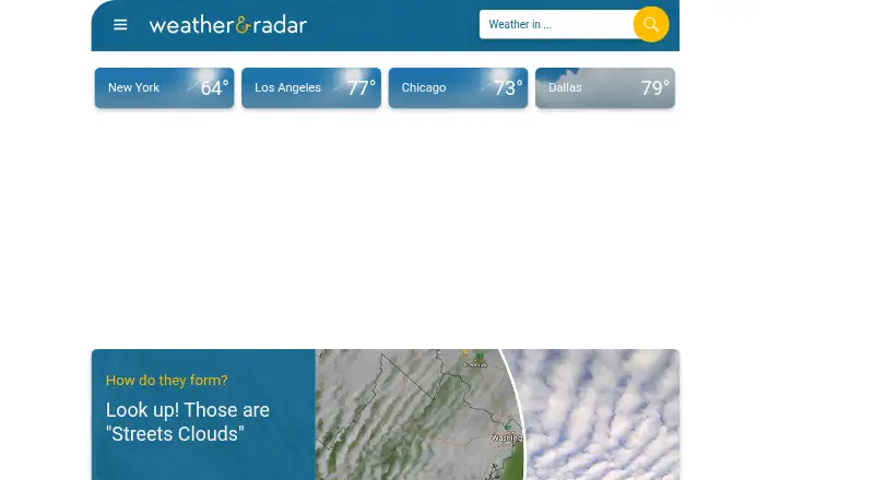 Weather & Radar's website