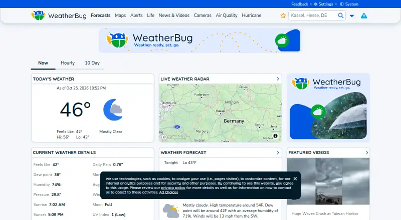 WeatherBug's website