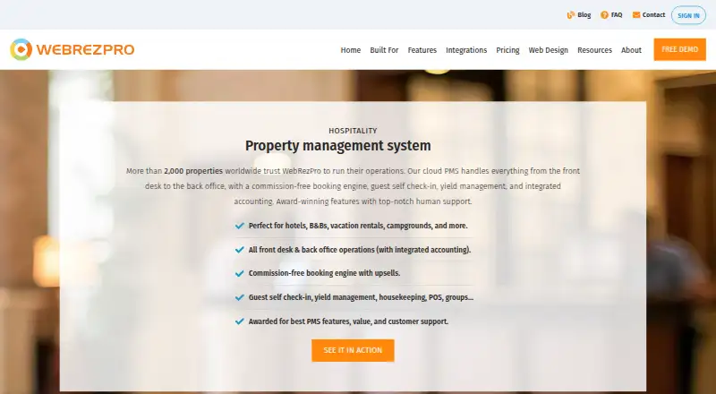 WebRezPro Booking Engine's website