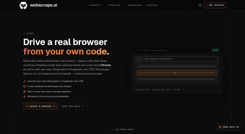 Webscrape AI Browse's website