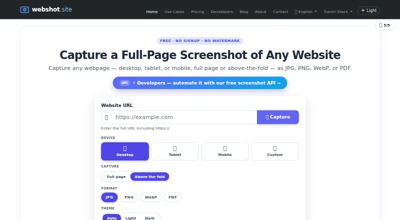 Webshot's website