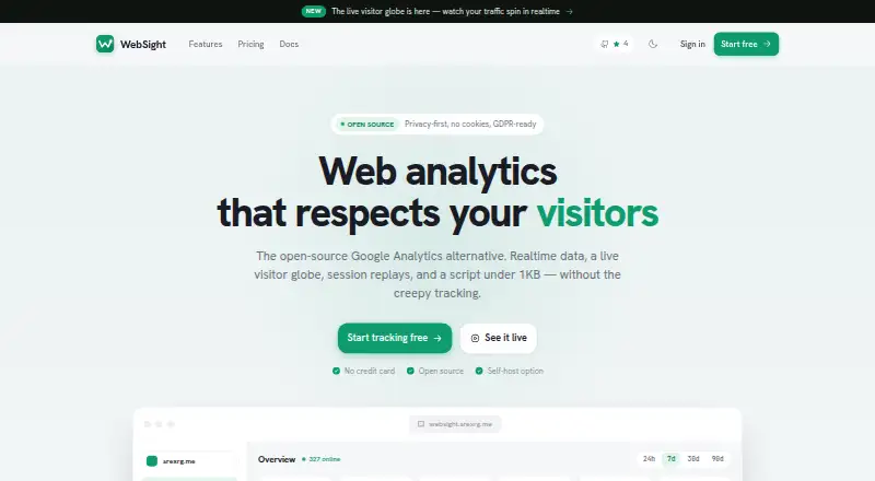 The WebSight homepage
