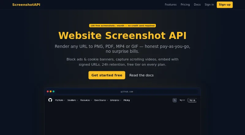 WebsiteScreenshotAPI's website