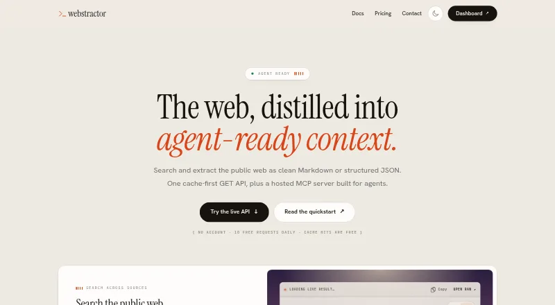 Webstractor's website