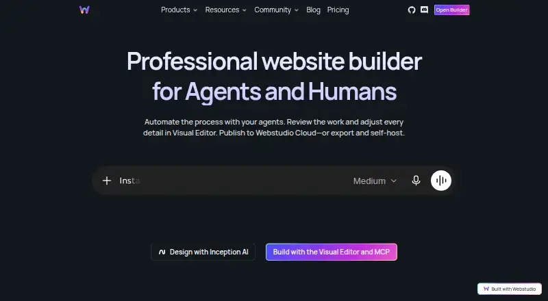 The Webstudio homepage