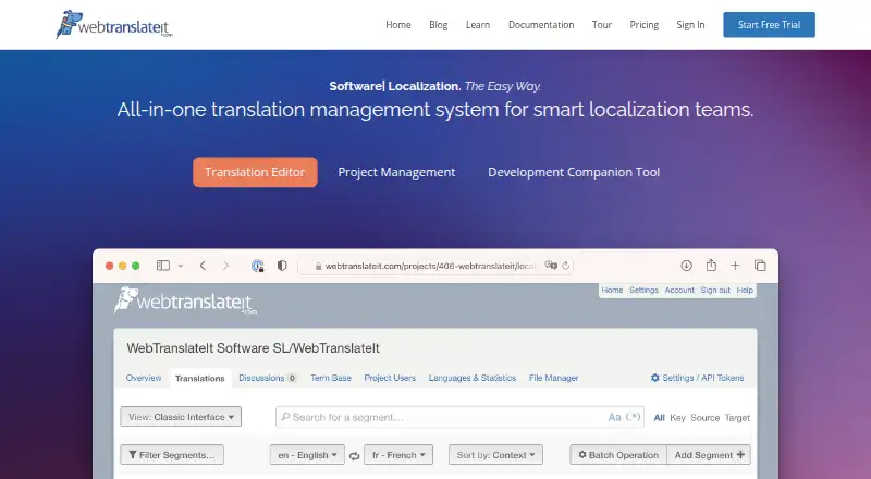 The WebTranslateIt homepage
